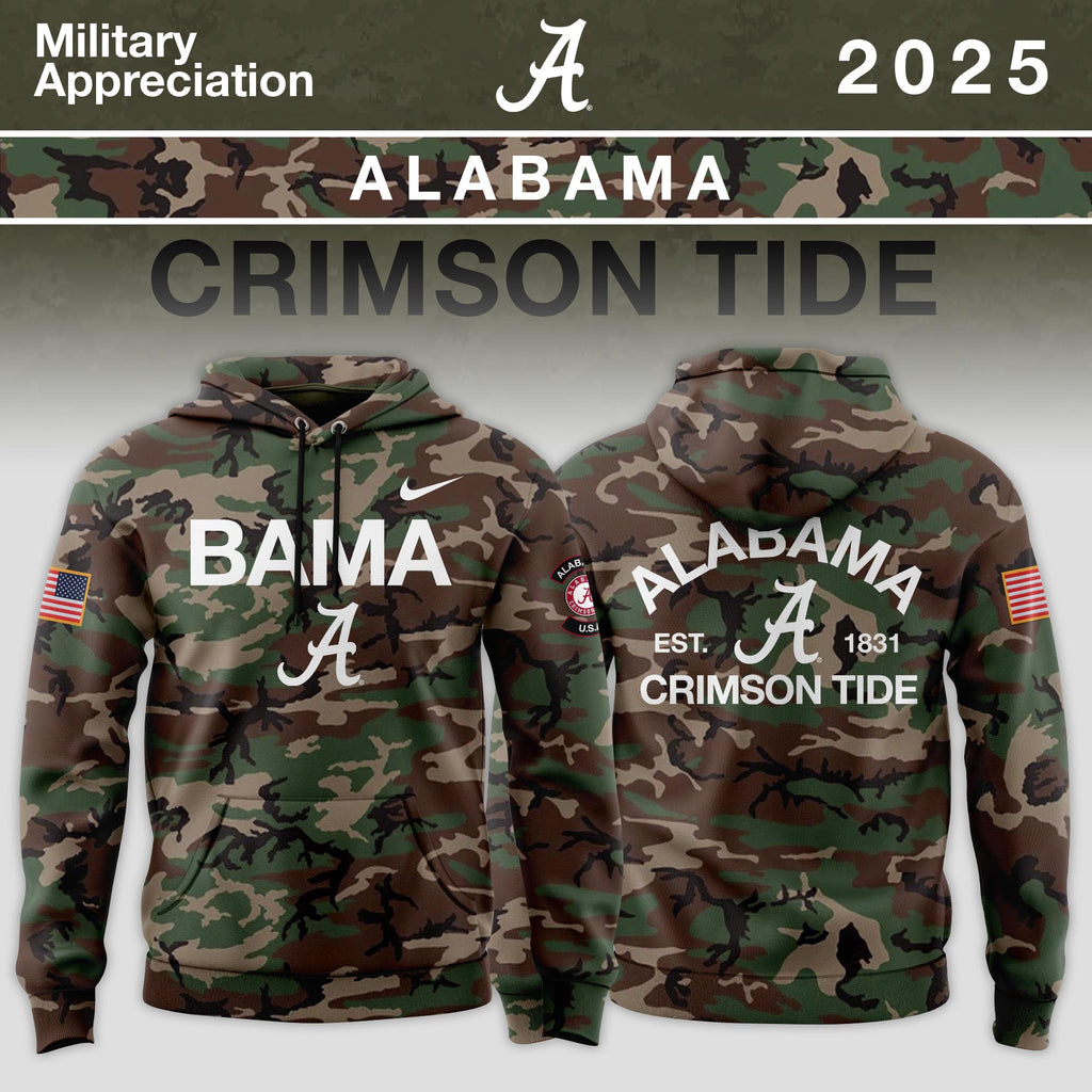 _ Alabama Crimson Tide 2025 Military Appreciation Limited Edition Hoodie - Camo