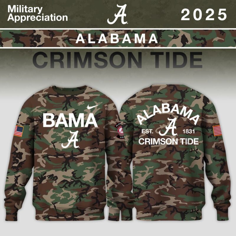 _ Alabama Crimson Tide 2025 Military Appreciation Limited Edition Sweatshirt - Camo