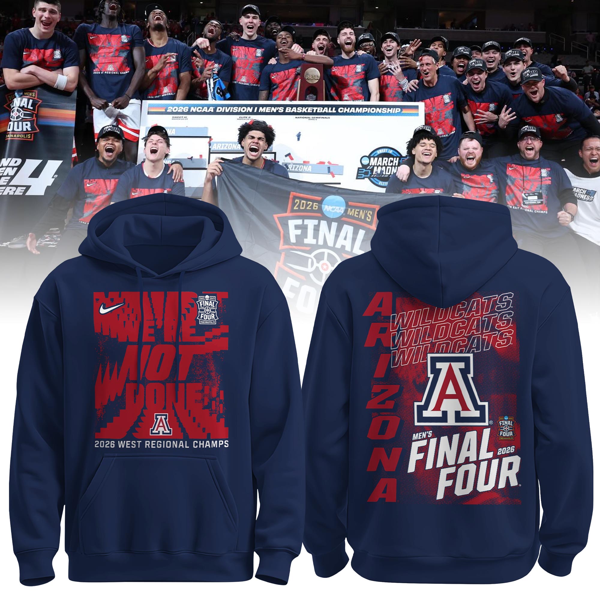 _ Arizona Men's Basketball 2026 Final Four Locker Room Hoodie