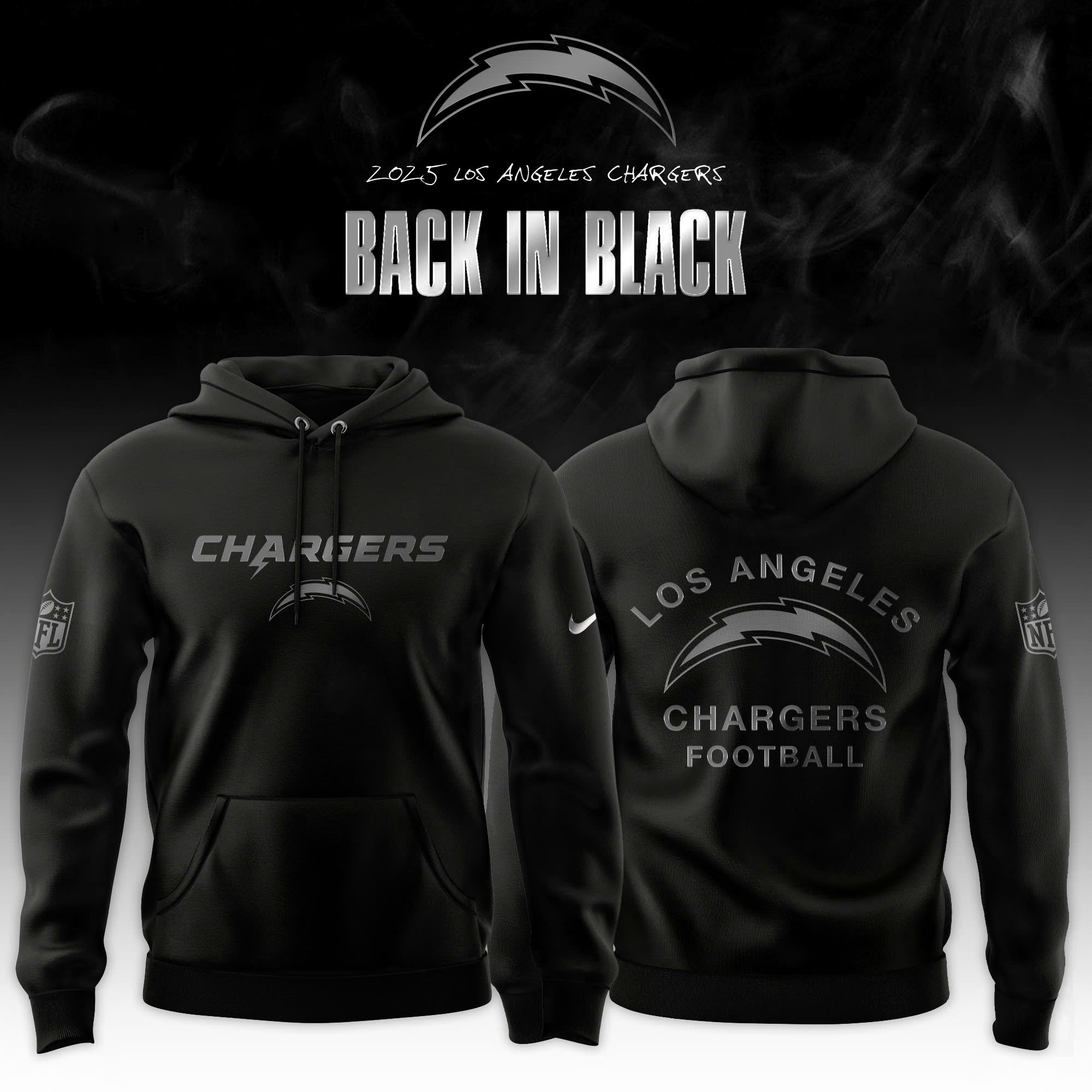 Los Angeles Chargers 'Back in Black' 2025 Special Edition Hoodie