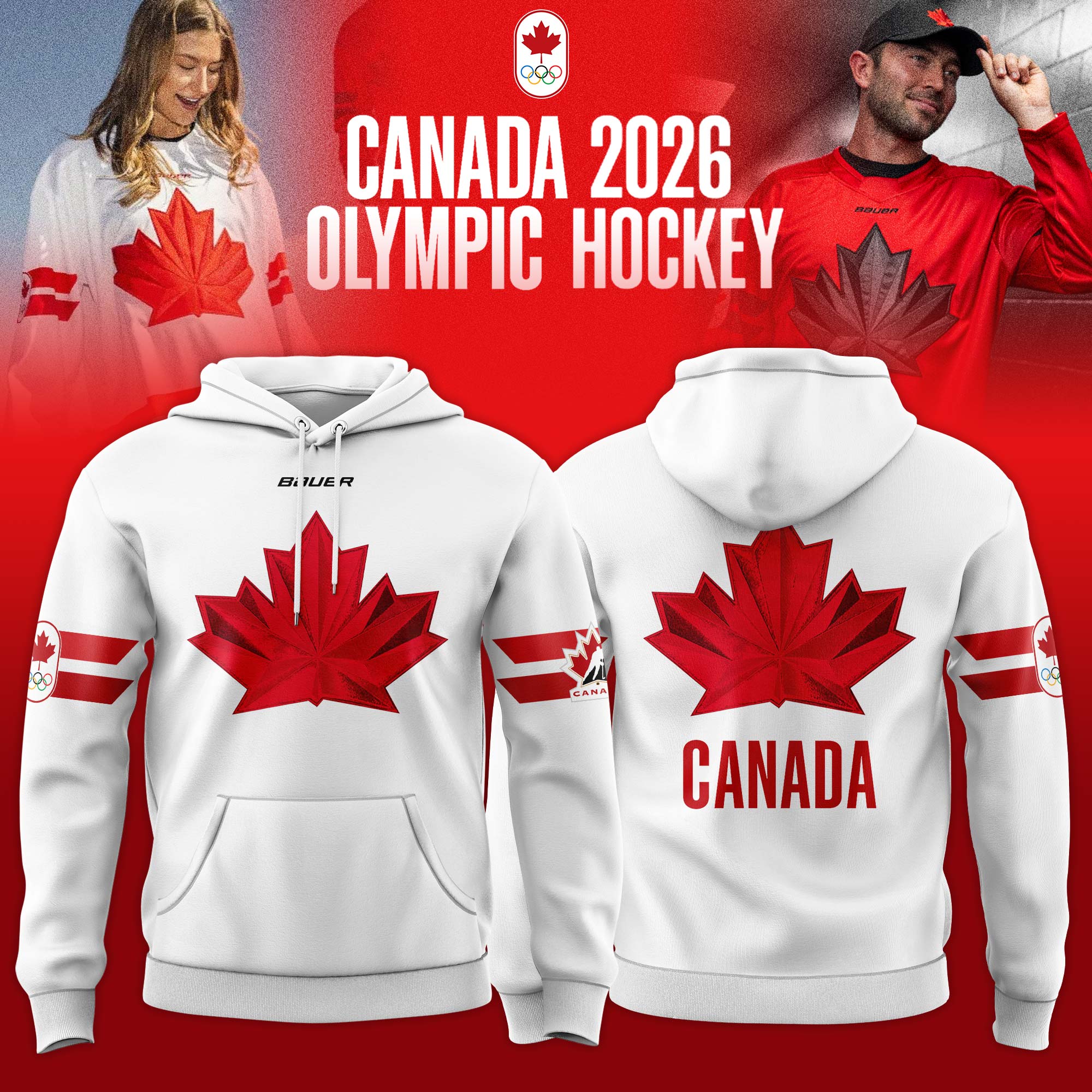 Canada 2026 Olympic Hockey Hoodie - White