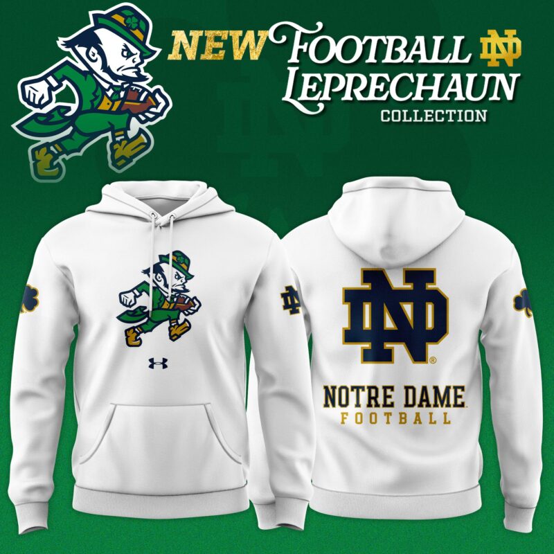 Notre Dame Fighting Irish Football Leprechaun Limited Editions Hoodie - White