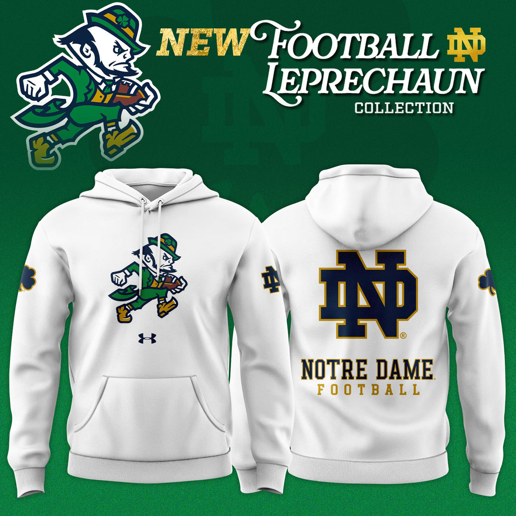 _Notre Dame Fighting Irish Football Leprechaun Limited Editions 2025 Hoodie - White
