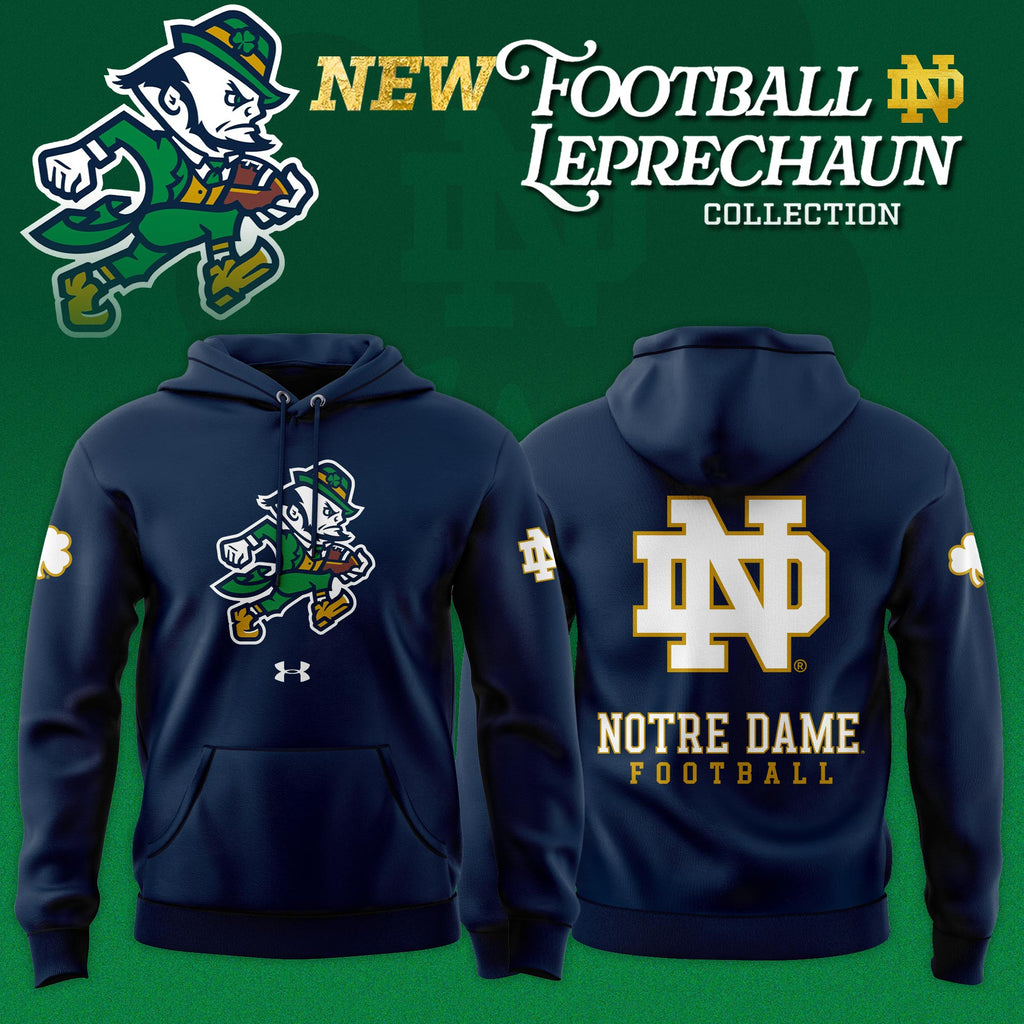 Notre Dame Fighting Irish Football Leprechaun Limited Editions Hoodie - Navy