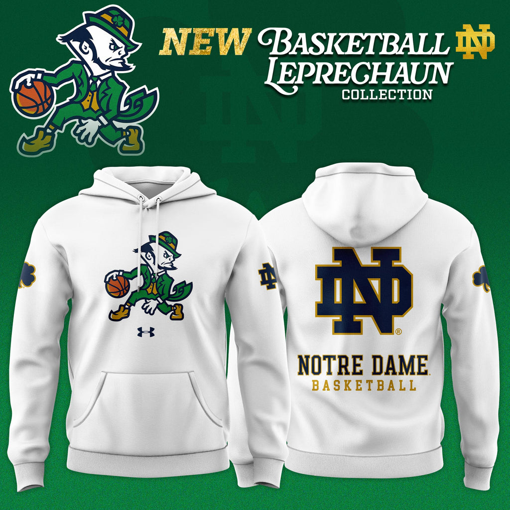 _ .Notre Dame Fighting Irish Basketball Leprechaun Limited Editions Hoodie - White