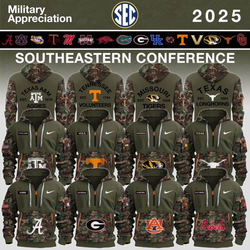 Southeastern Conference Teams 2025 Military Appreciation Limited Edition Zip Hoodie