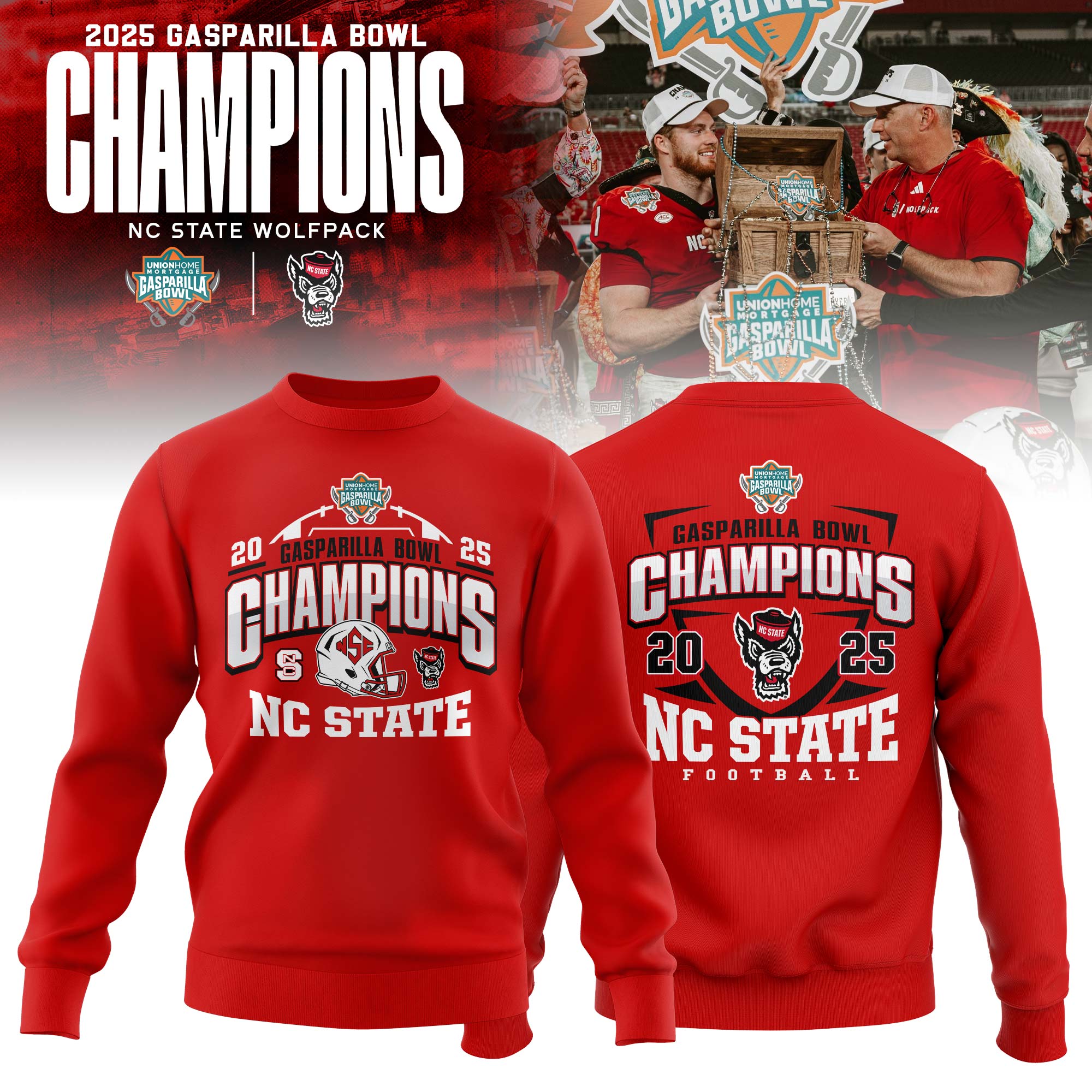 NC State Wolfpack 2025 Gasparilla Bowl Champions Sweatshirt