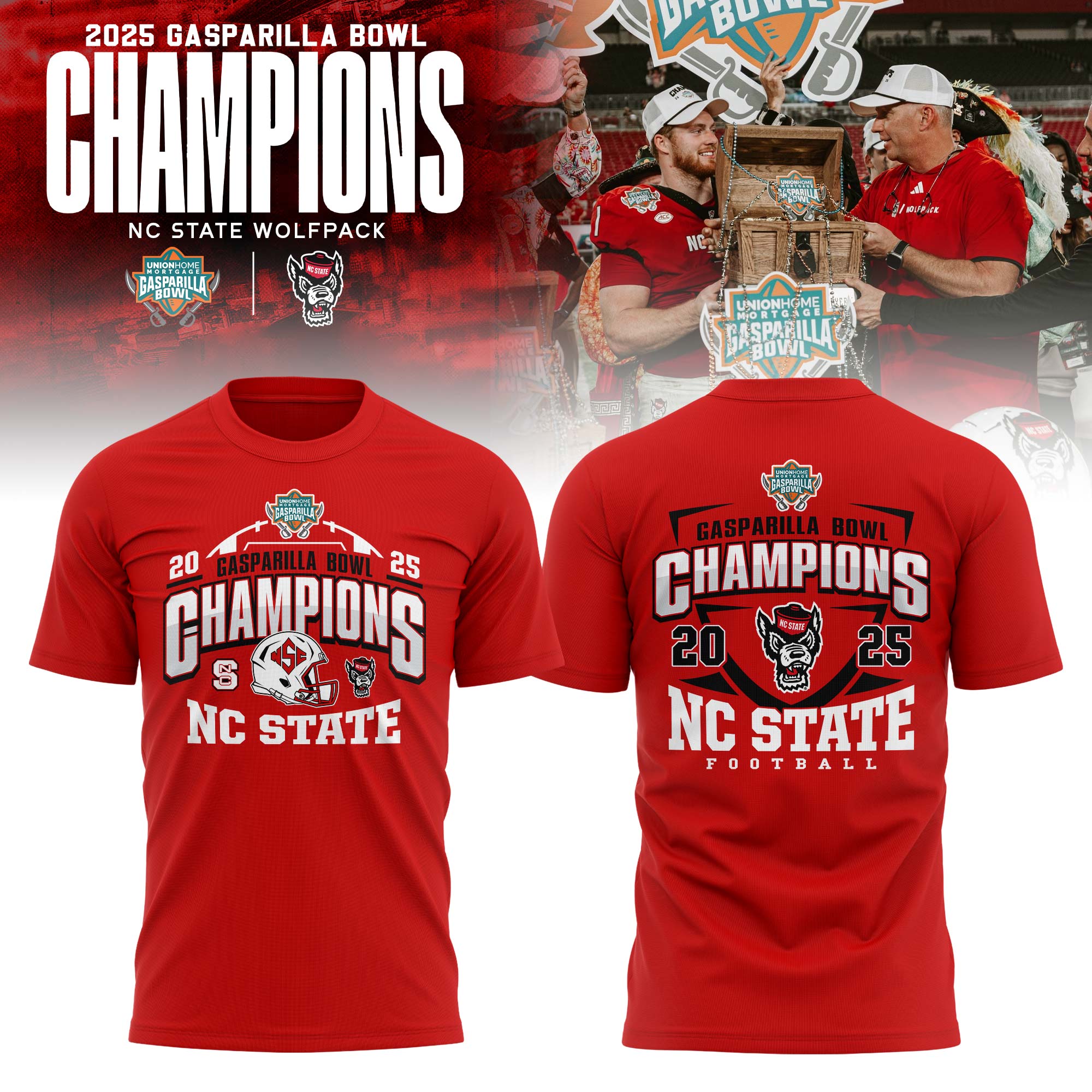 NC State Wolfpack 2025 Gasparilla Bowl Champions T-shirt