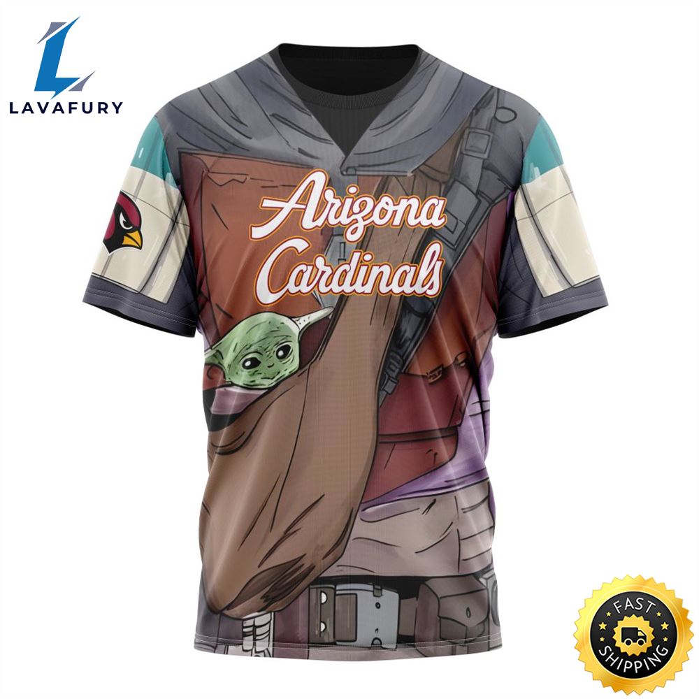 NFL Arizona Cardinals Custom Name Number Mandalorian And Baby Yoda T-Shirt