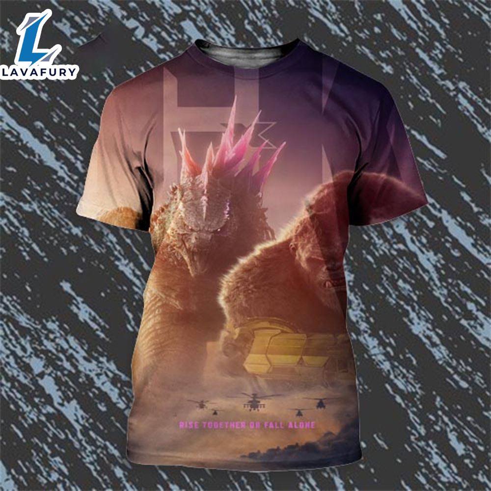 New Poster For Godzilla X Kong 2024 Rise Together Or Fall Alone All Over Print Shirt