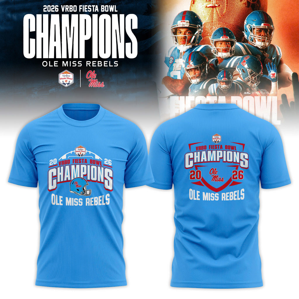 Ole Miss Rebels 2026 Fiesta Bowl Champions T-shirt - Powder Blue
