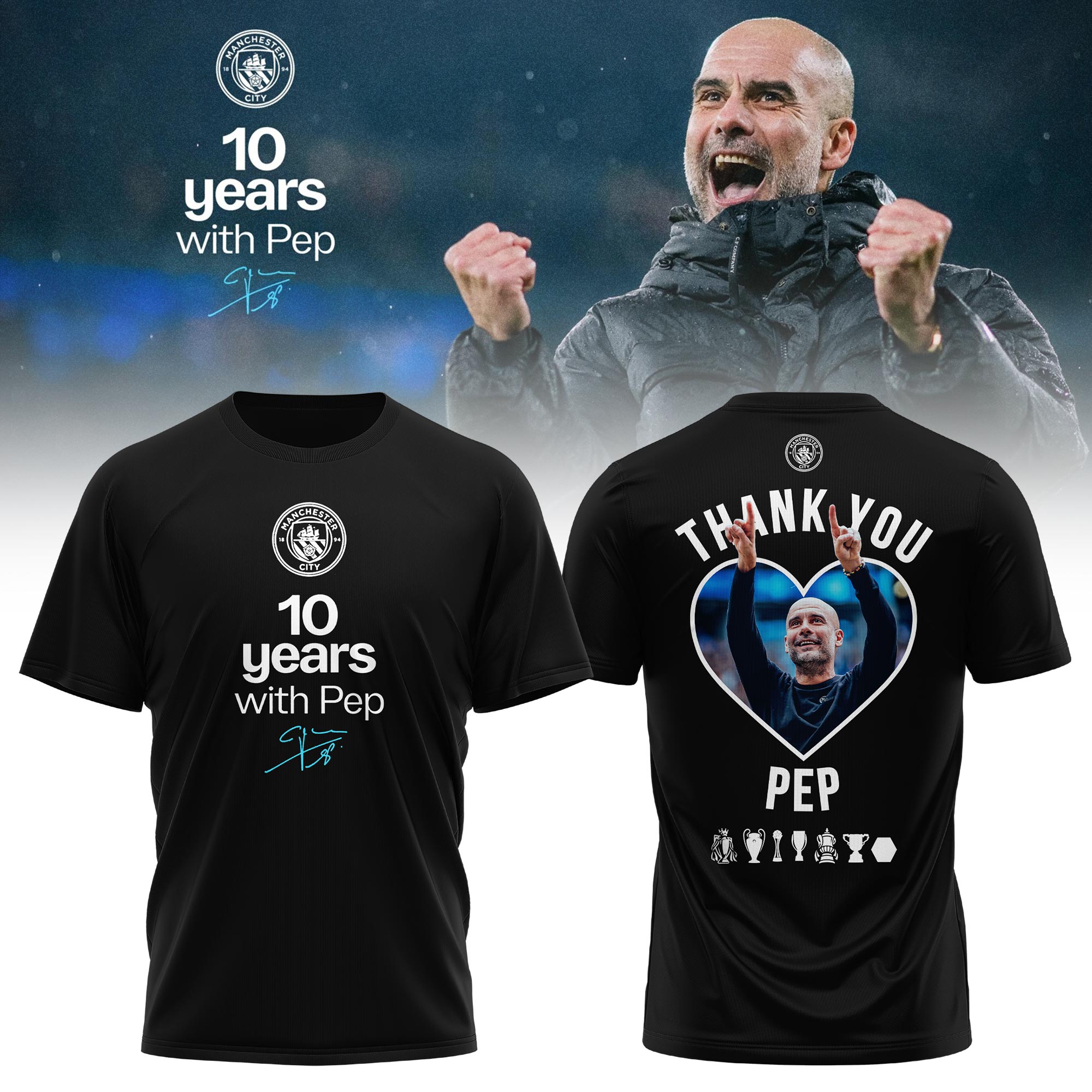 Man City Thank You Pep Limited Edition T-Shirt