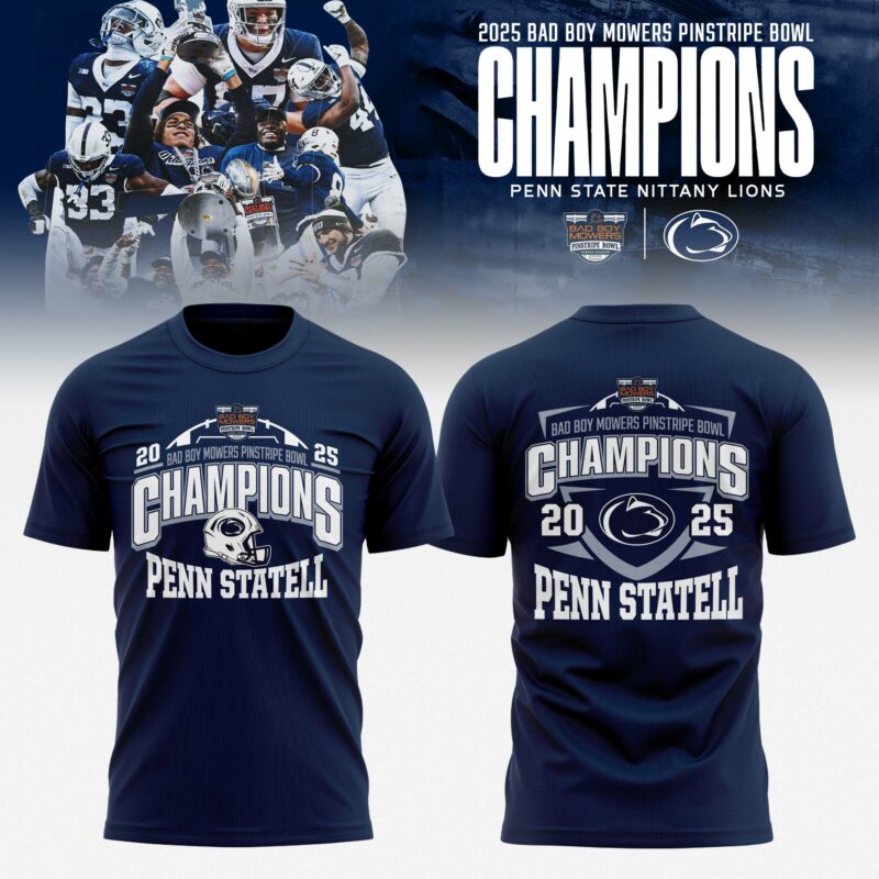 Penn State Nittany Lions 2025 Bad Boy Mowers Pinstripe Bowl Champions T-shirt