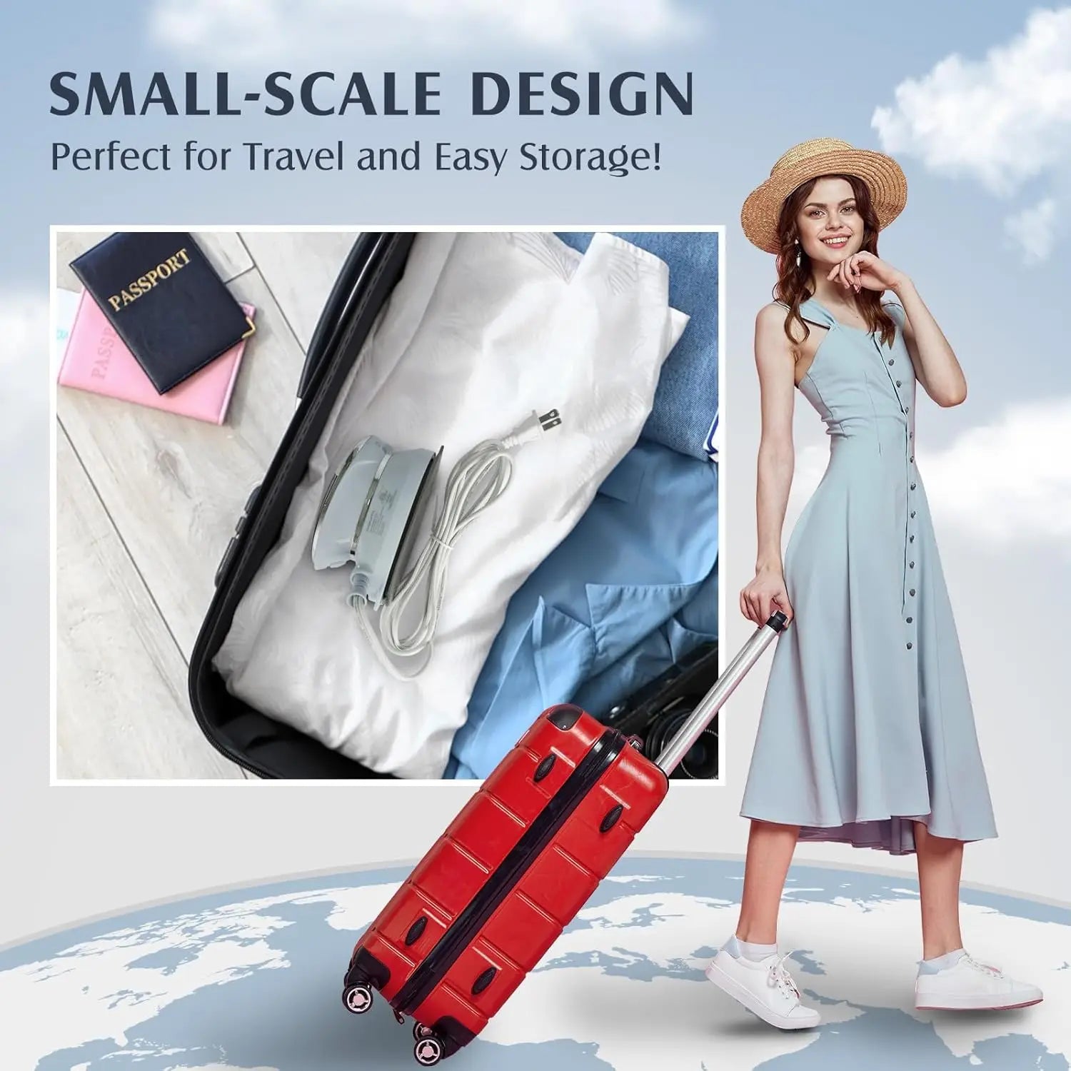 Portable Mini Travel Iron with Steam, Dual Voltage for Clothes, Non-Stick Soleplate for Sewing and Handcraft