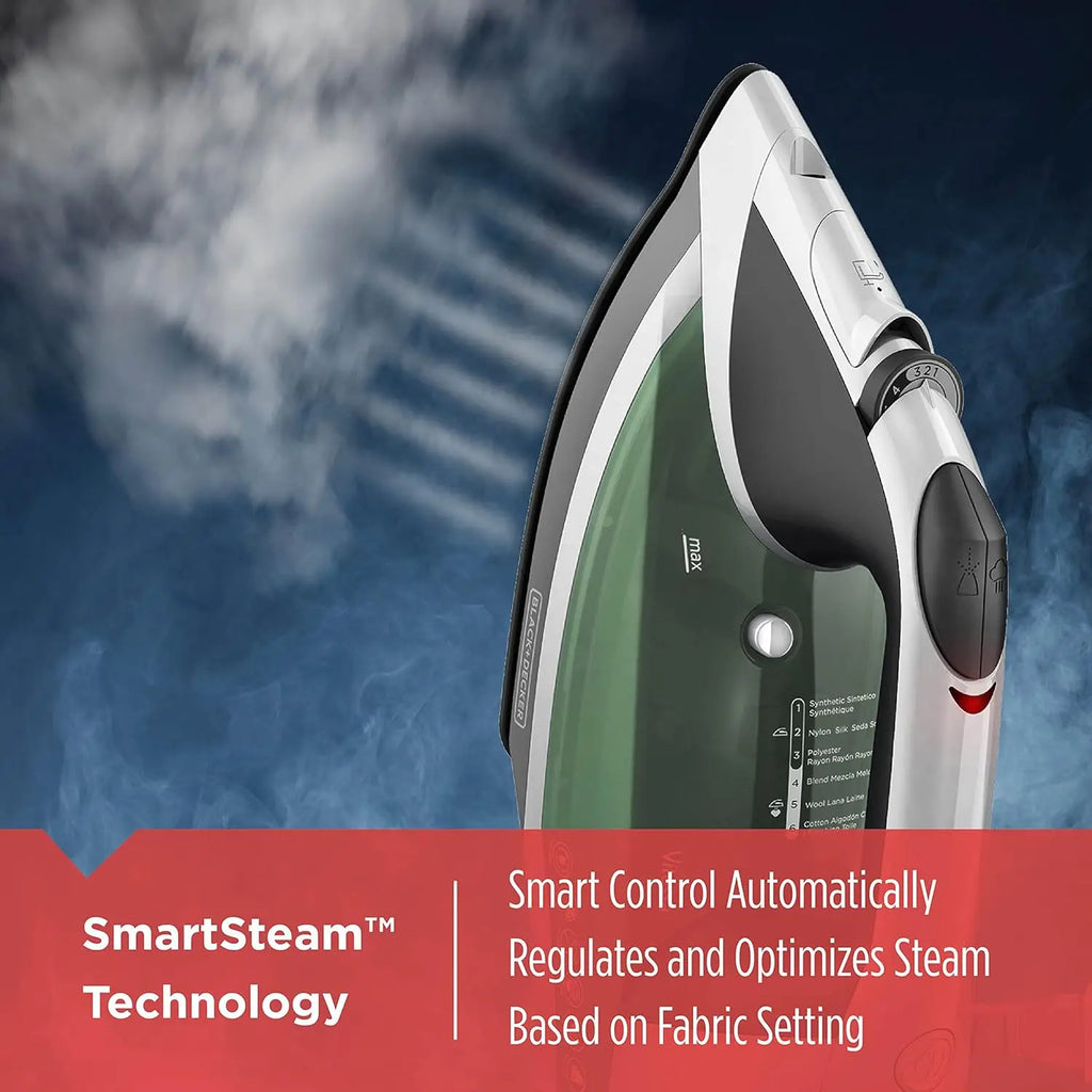 Advanced Steam Iron with Nonstick Soleplate, Auto Shutoff, Tangle-Free Cord, Even Steam Technology for All Fabrics