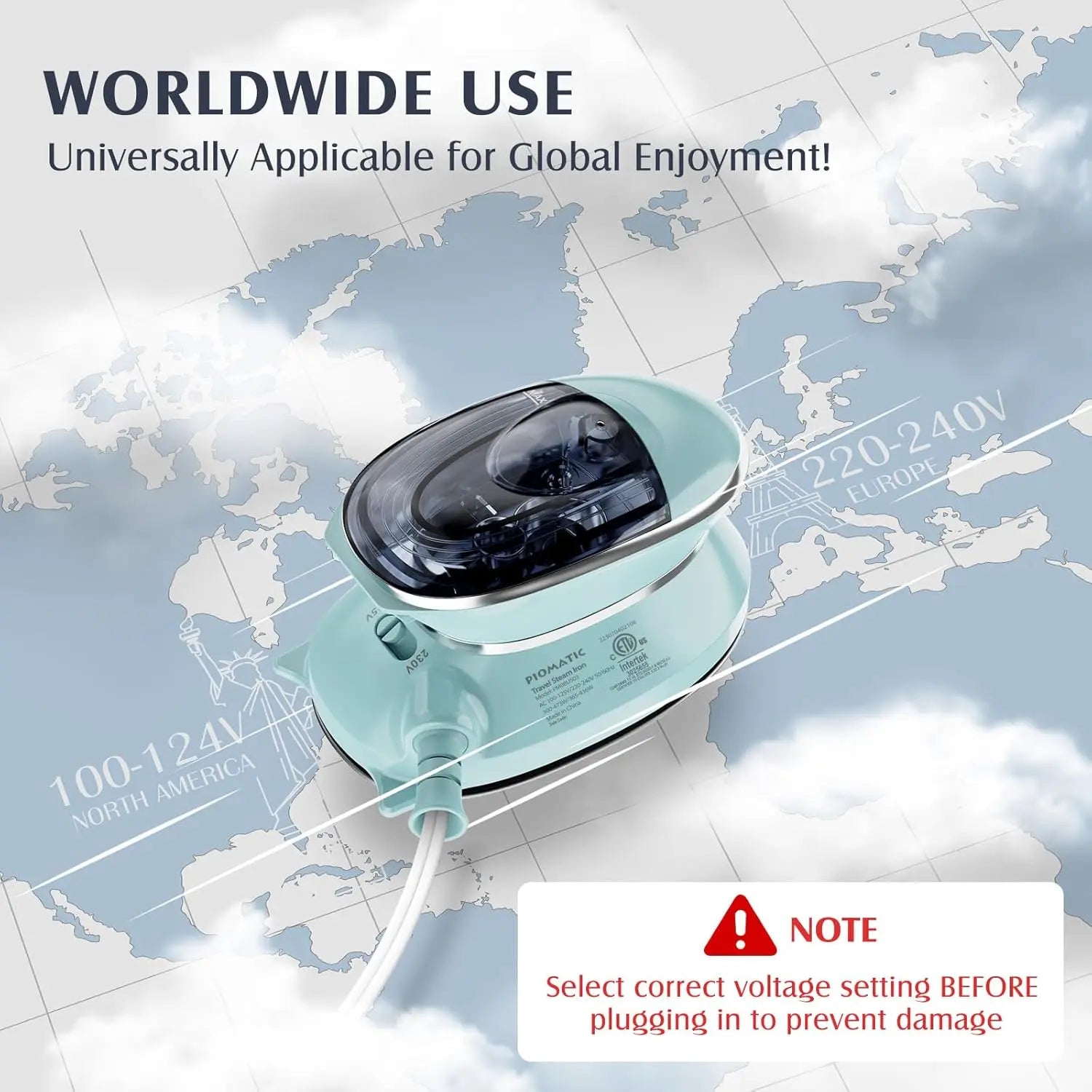 Portable Mini Travel Iron with Steam, Dual Voltage for Clothes, Non-Stick Soleplate for Sewing and Handcraft