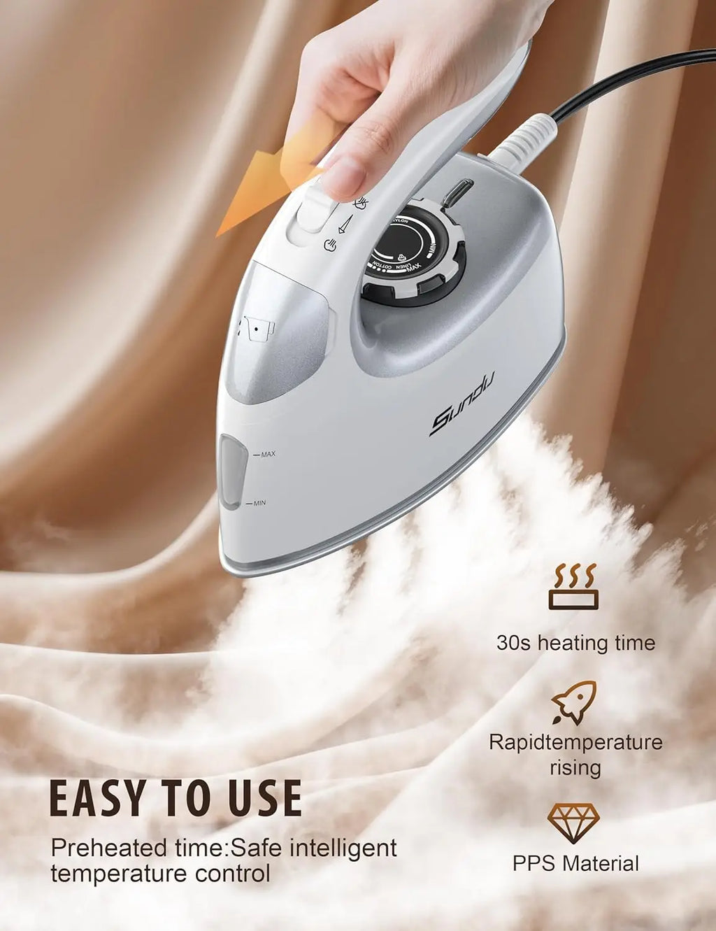 Mini Travel Iron with Steam,1000W Portable Non-Stick Soleplate for Quilting & Sewing,Digital Temperature Control