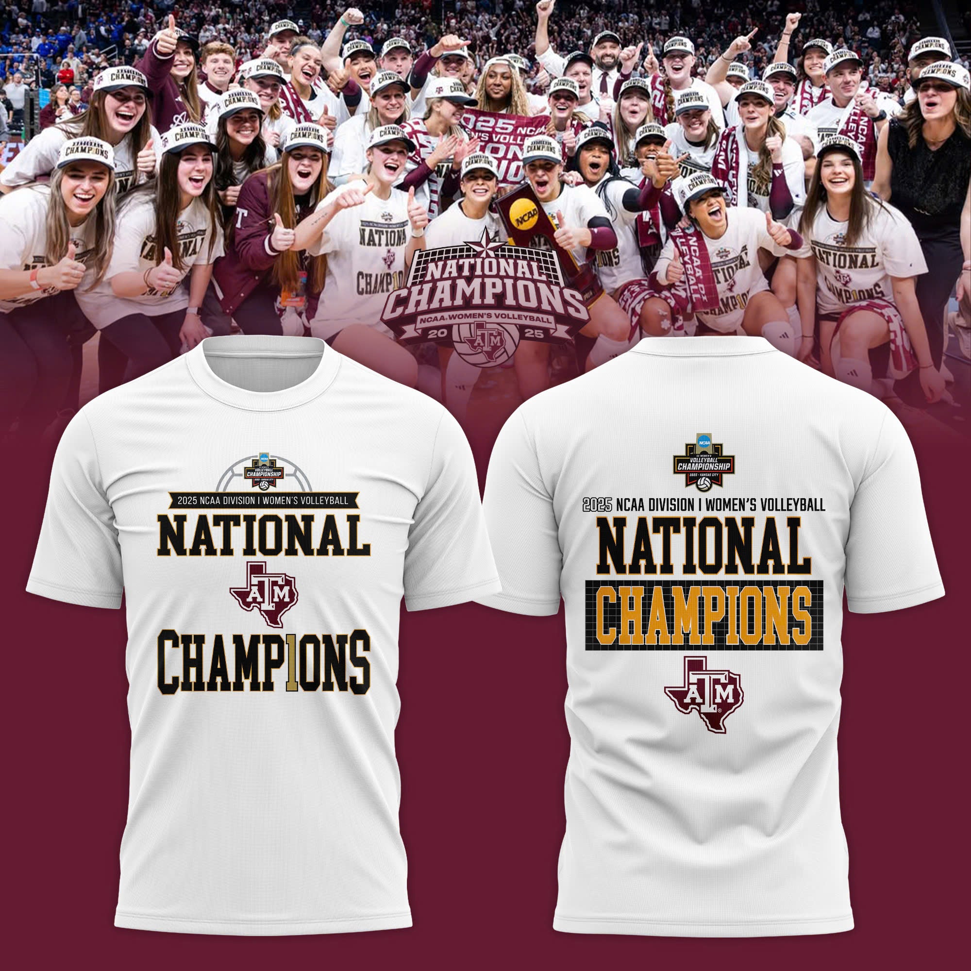 _ Texas A&amp;M Aggies 2025 NCAA Women's Volleyball National Champions Locker Room T-shirt