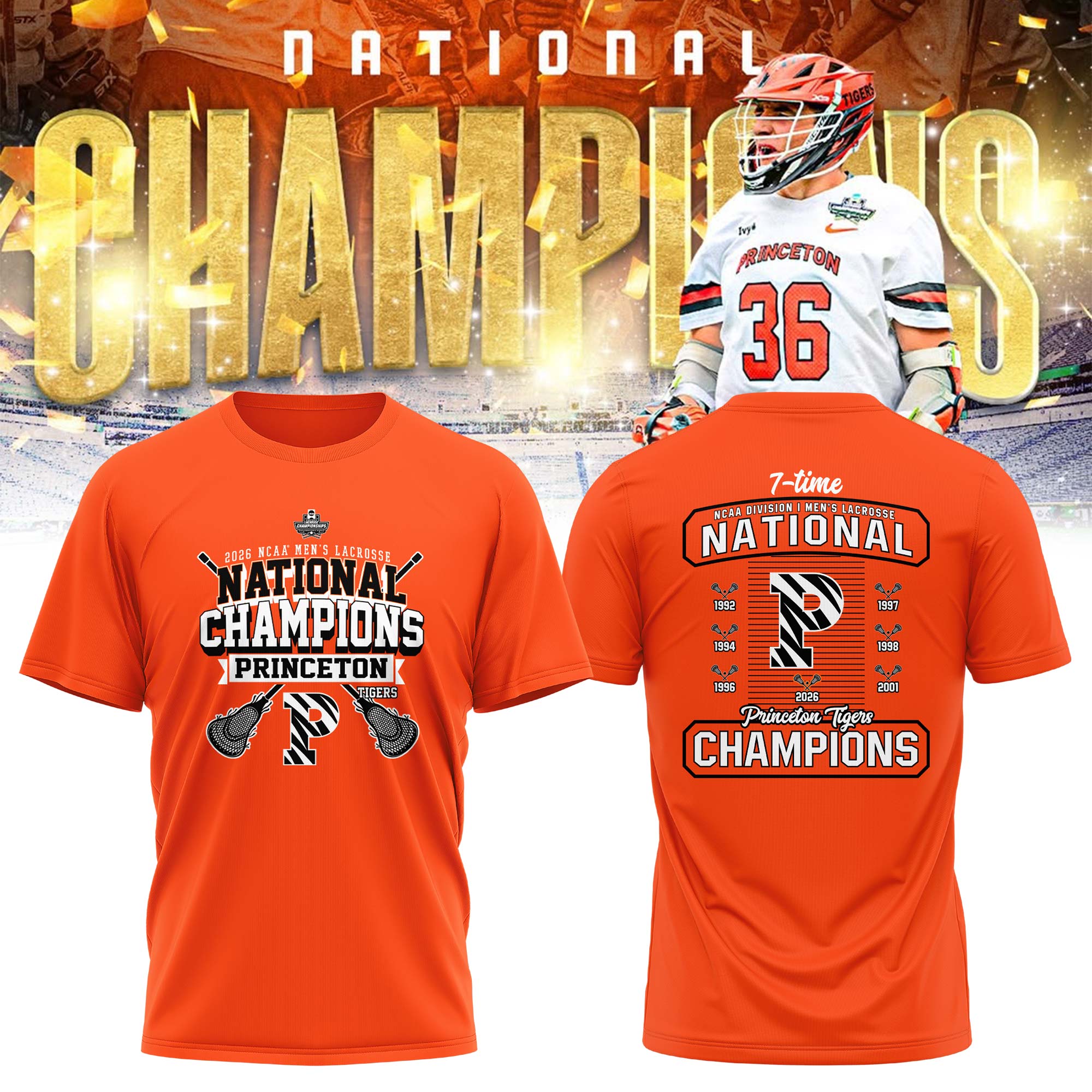 Princeton Tigers 2026 NCAA Men's Lacrosse National Champions T-Shirt