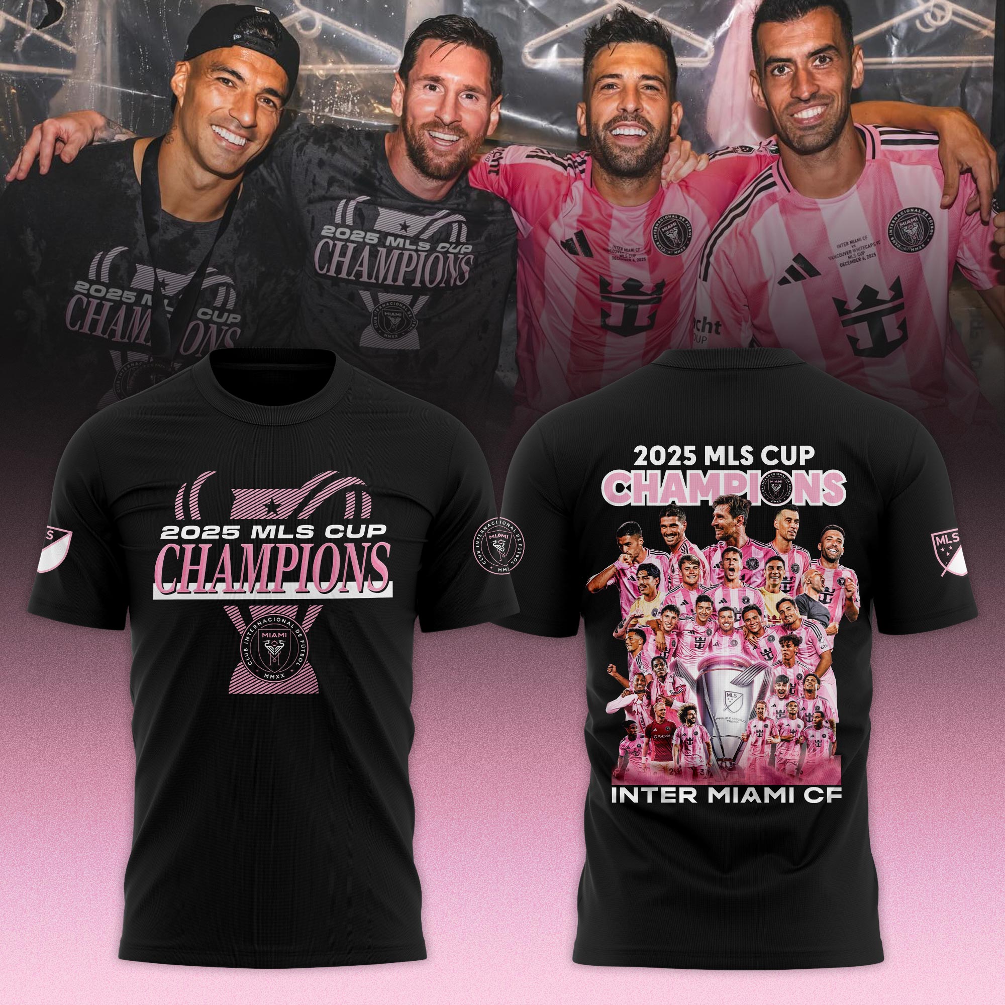 Inter Miami CF 2025 MLS Cup Champions Locker Room T-Shirt