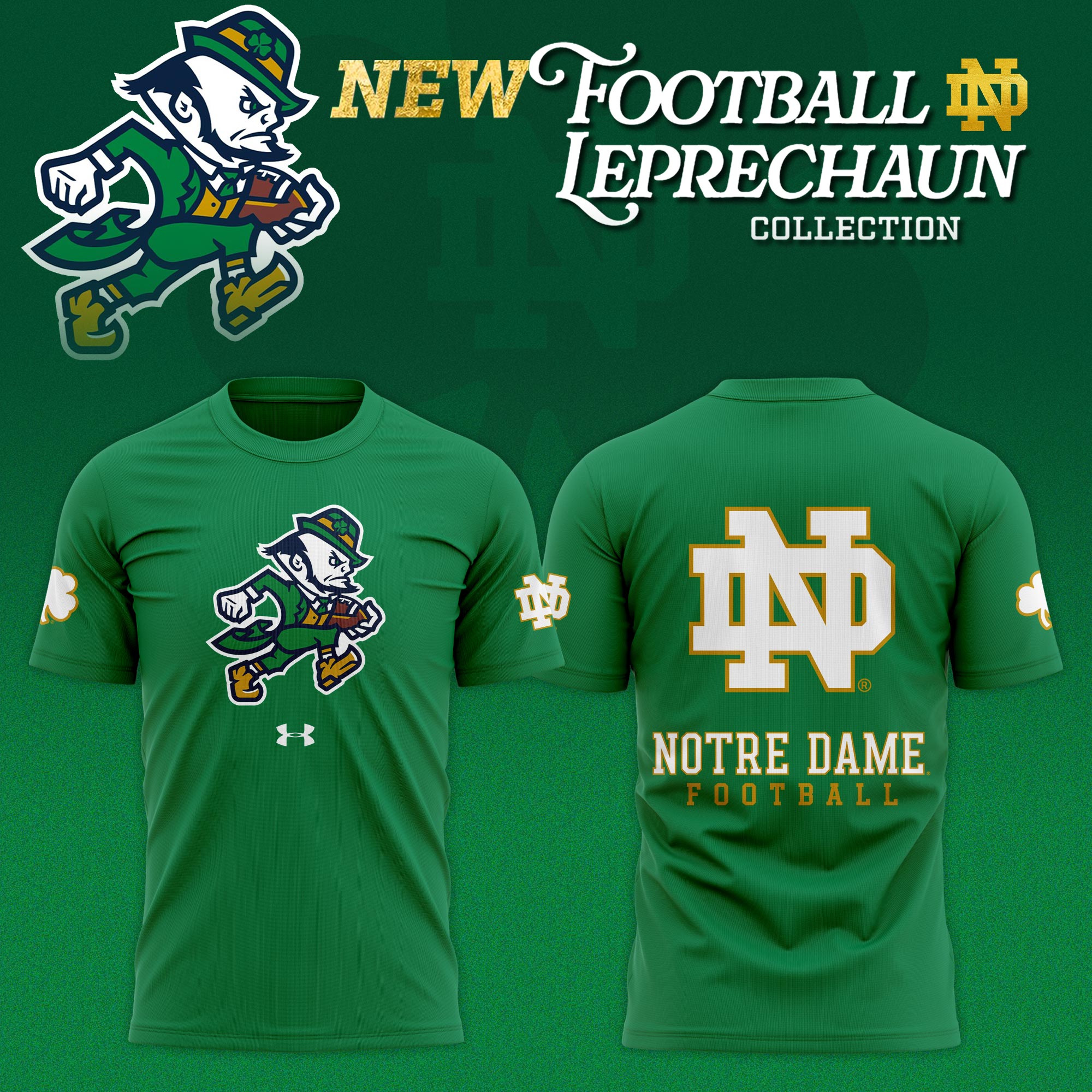 Notre Dame Fighting Irish Football Leprechaun Limited Editions T-Shirt - Green