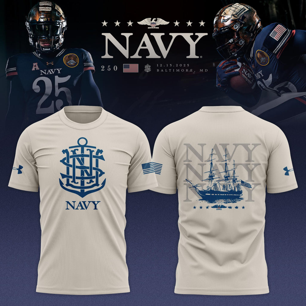 Navy Midshipmen 250th Anniversary Limited Edition T-shirt - Cream