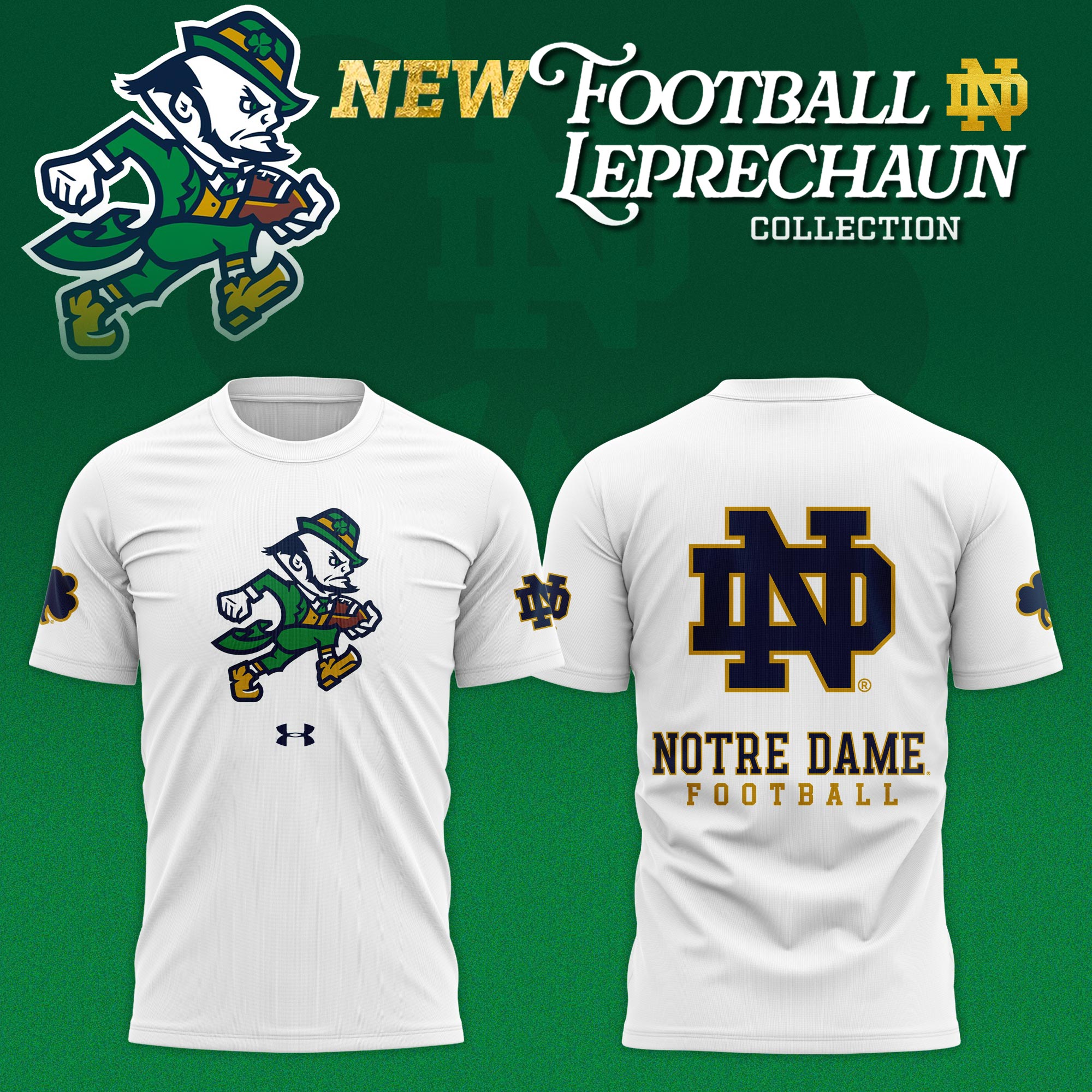 Notre Dame Fighting Irish Football Leprechaun Limited Editions T-Shirt - White