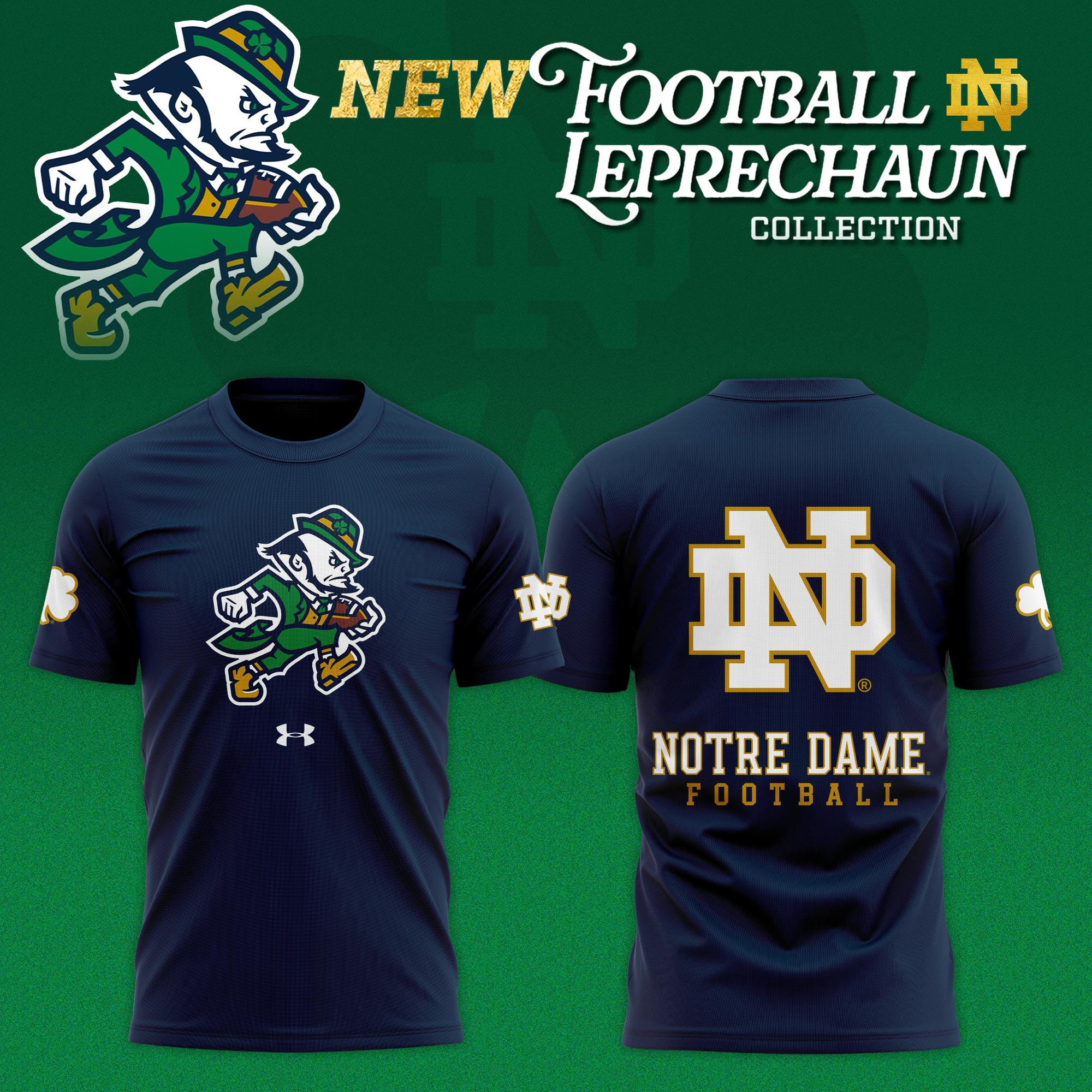 Notre Dame Fighting Irish Football Leprechaun Limited Editions T-Shirt - Navy