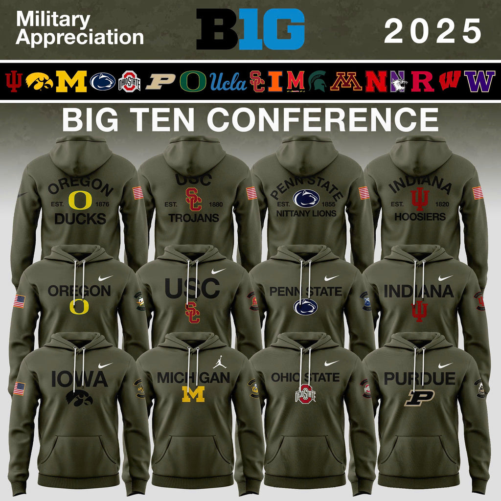 Big Ten Conference Teams 2025 Military Appreciation Limited Edition Hoodie