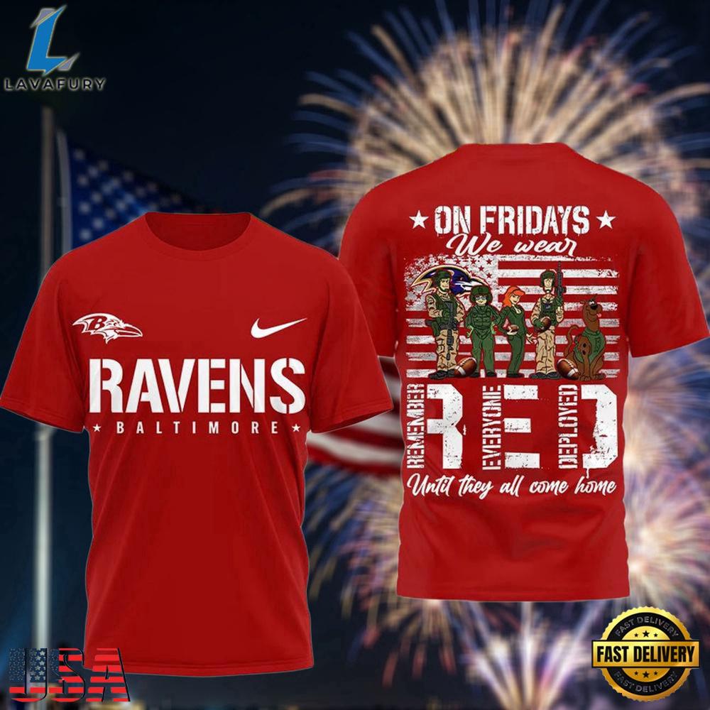 Baltimore Ravens Scooby-Doo Red Friday Military 2026 All Over Print T Shirt