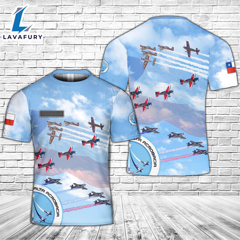 Custom Name Chilean Air Force Escuadrilla de Alta Acrobacia Halcones (Hawks High Aerobatics Squad) Aerobatic flight display team T-Shirt 3D 4th Of July