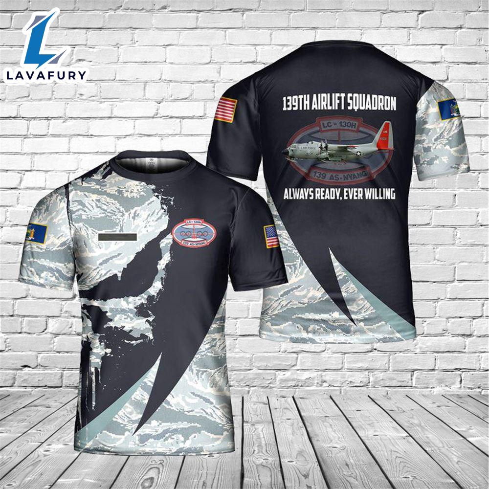 Custom Name New York Air National Guard 139th Airlift Squadron Lockheed C-130D Hercules (L-182) 3D T-shirt 4th Of July Shirt