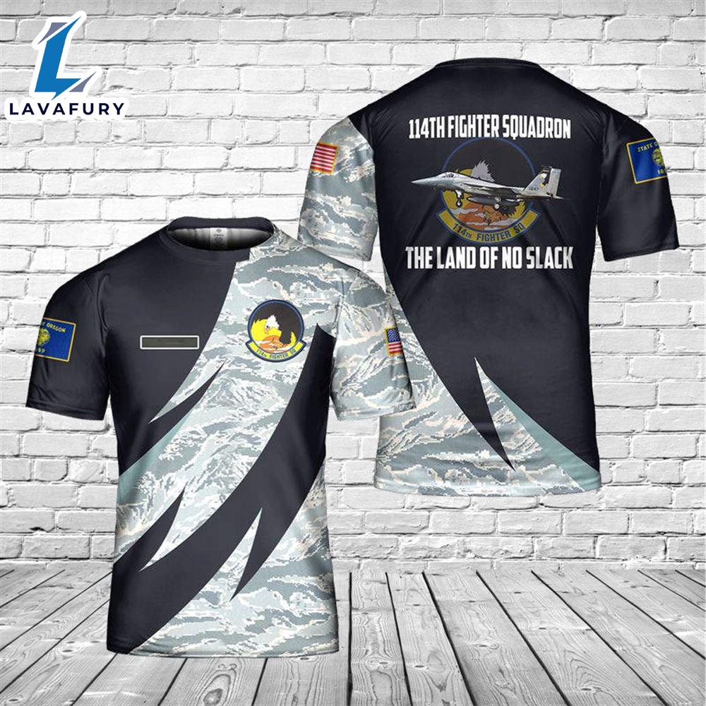 Custom Name Oregon 114th Fighter Squadron McDonnell Douglas F-15C Eagle 3D T-shirt 4th Of July Shirt