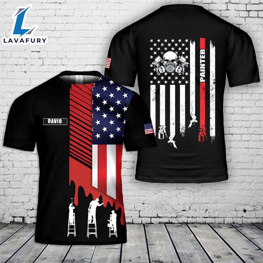 Custom Name Painter 3D T-Shirt 4th Of July Shirt