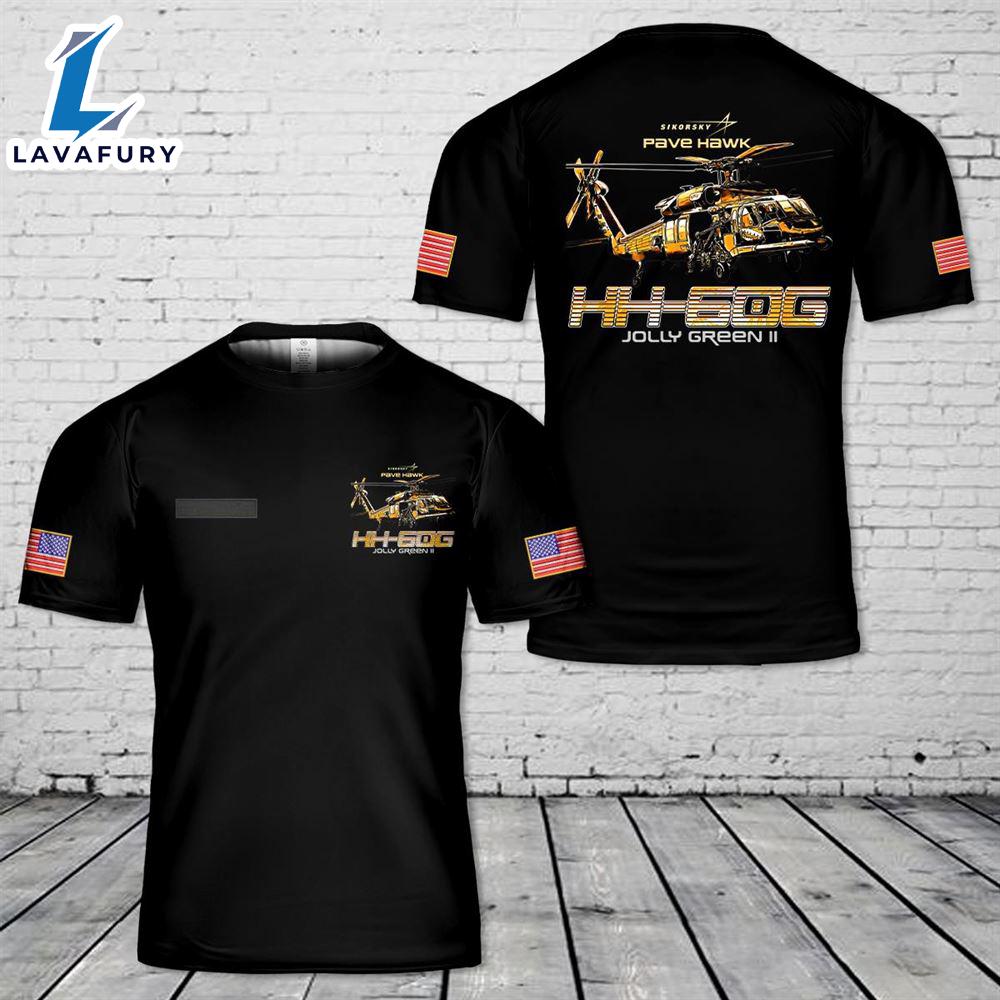Custom Name Pave Hawk HH-60G Search and Rescue Helicopter T-Shirt 3D 4th Of July Shirt