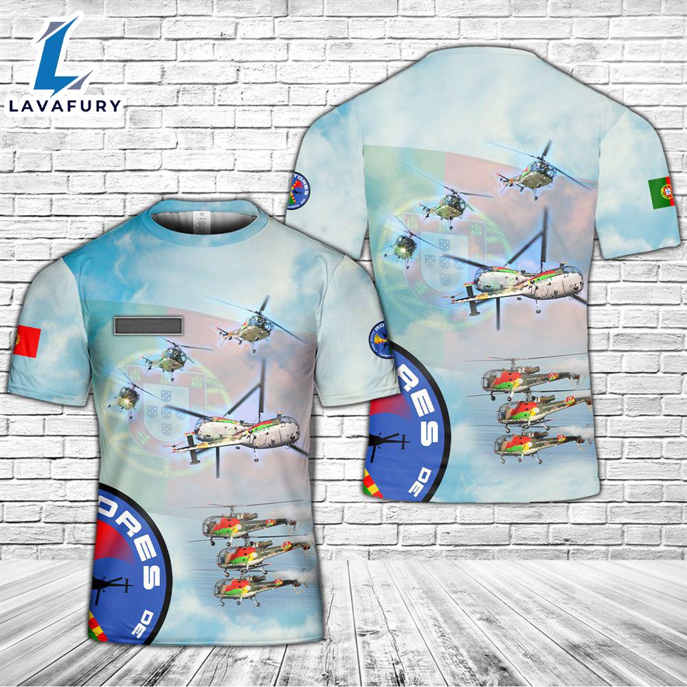 Custom Name Portuguese Air Force Rotores de Portugal helicopter flight demonstration team T-Shirt 3D 4th Of July