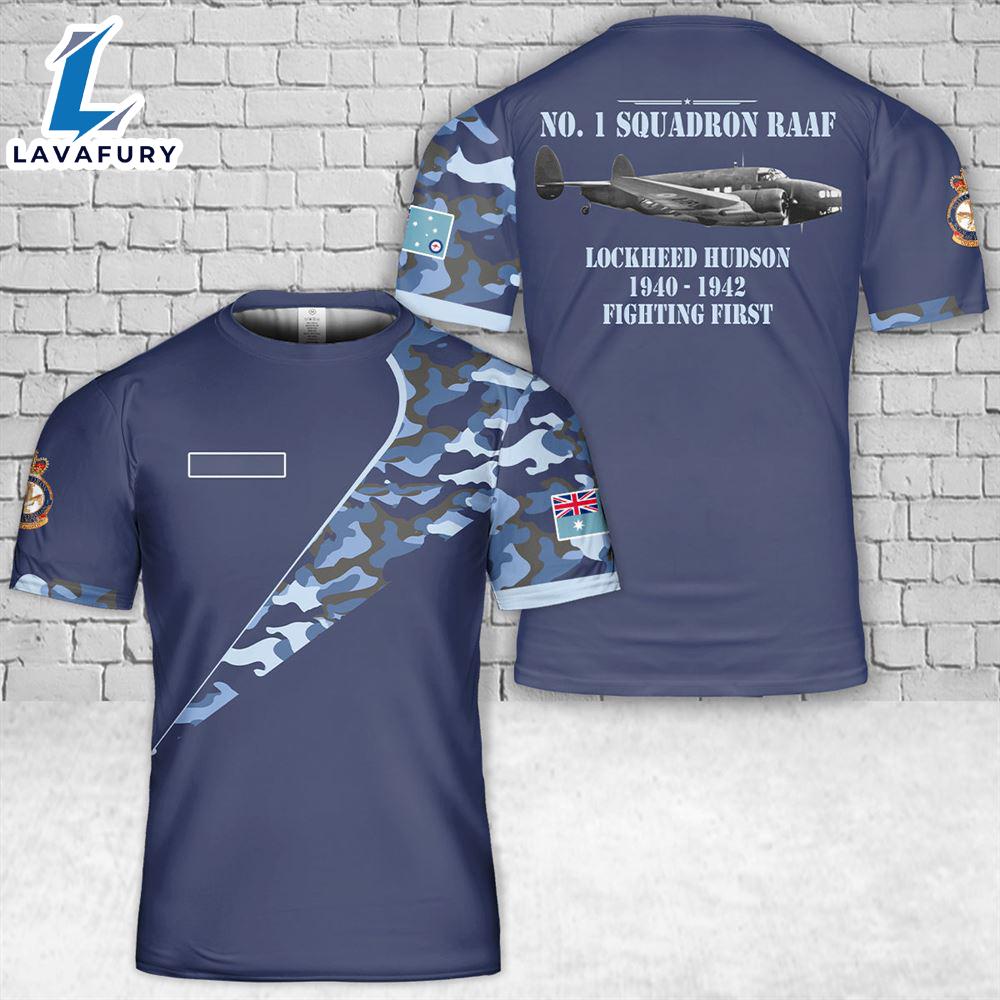 Custom Name Royal Australian Air Force No. 82 Wing, No. 1 Squadron RAAF Lockheed Hudson T-Shirt 3D 4th Of July