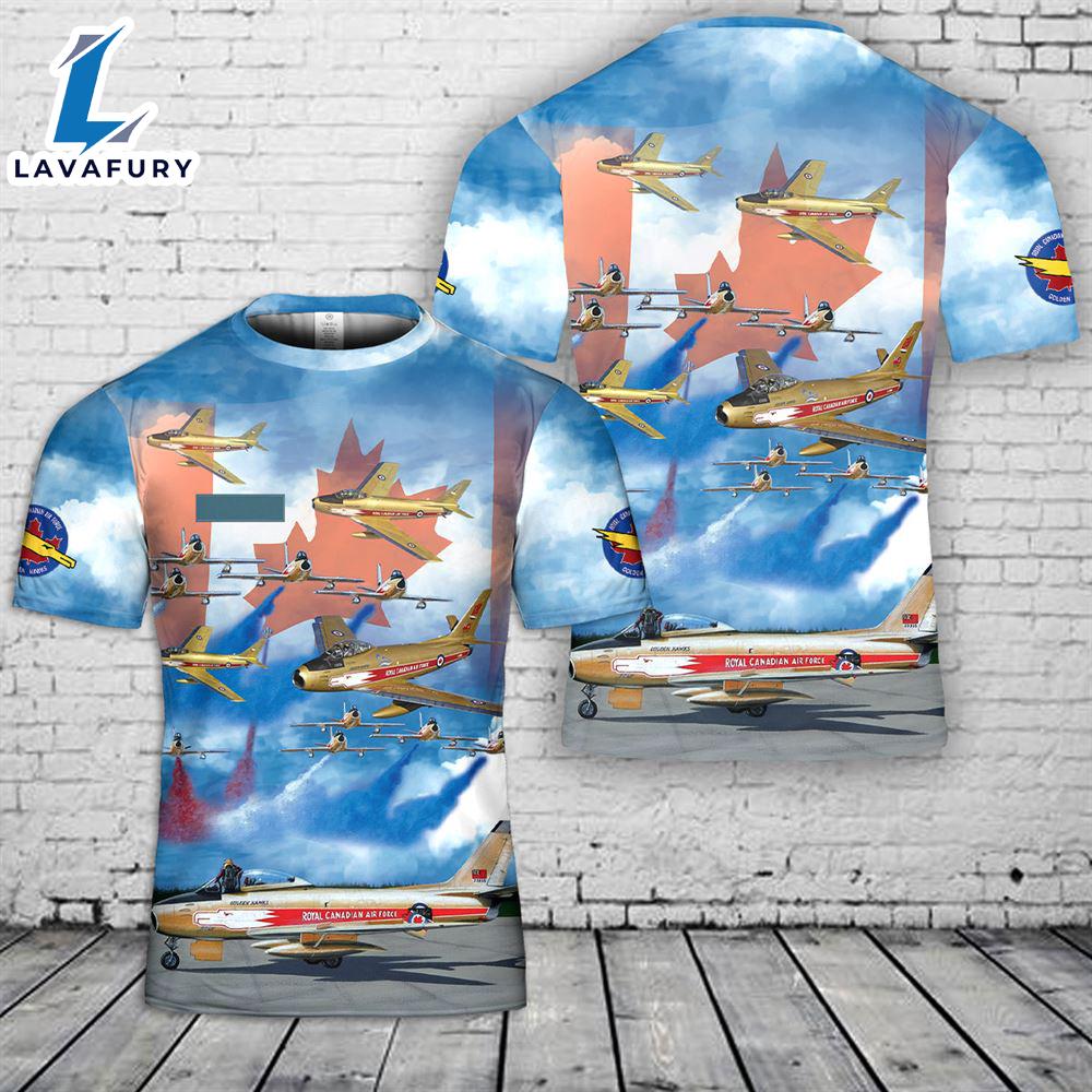 Custom Name Royal Canadian Air Force Golden Hawks Aerobatic flight demonstration team T-Shirt 3D 4th Of July