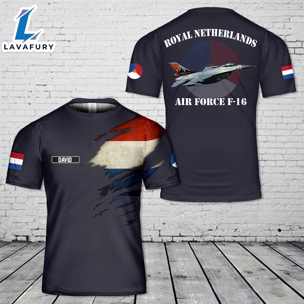 Custom Name Royal Netherlands Air Force F-16 3D T-shirt 4th Of July