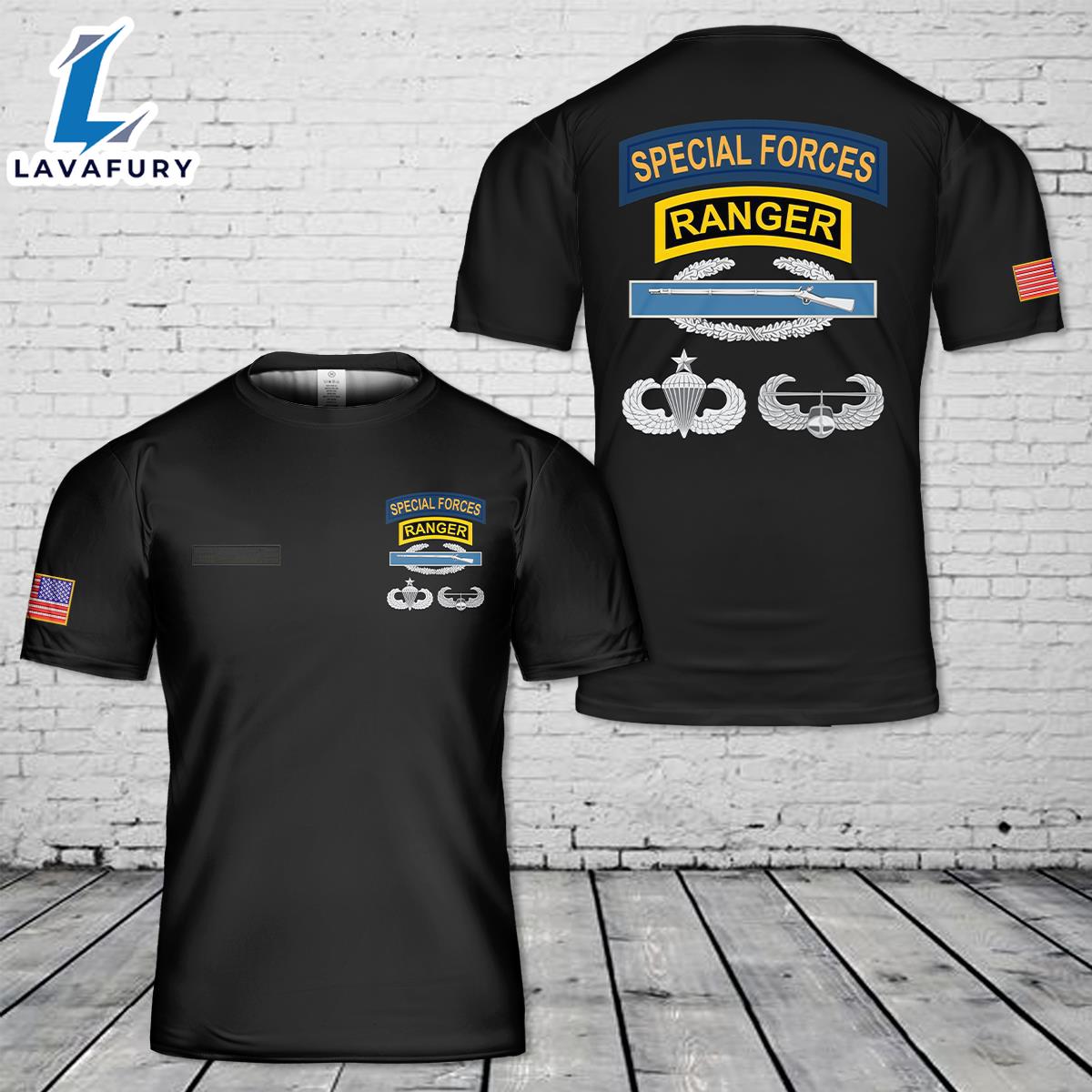 Custom Name SF Ranger CIB Airborne Senior Air Assault T-Shirt 3D 4th Of July Shirt