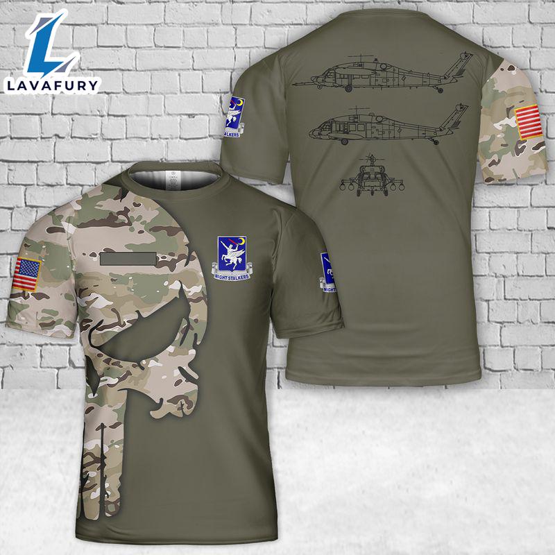 Custom Name Sikorsky UH-60 Black Hawk 3D T-Shirt 4th Of July Shirt