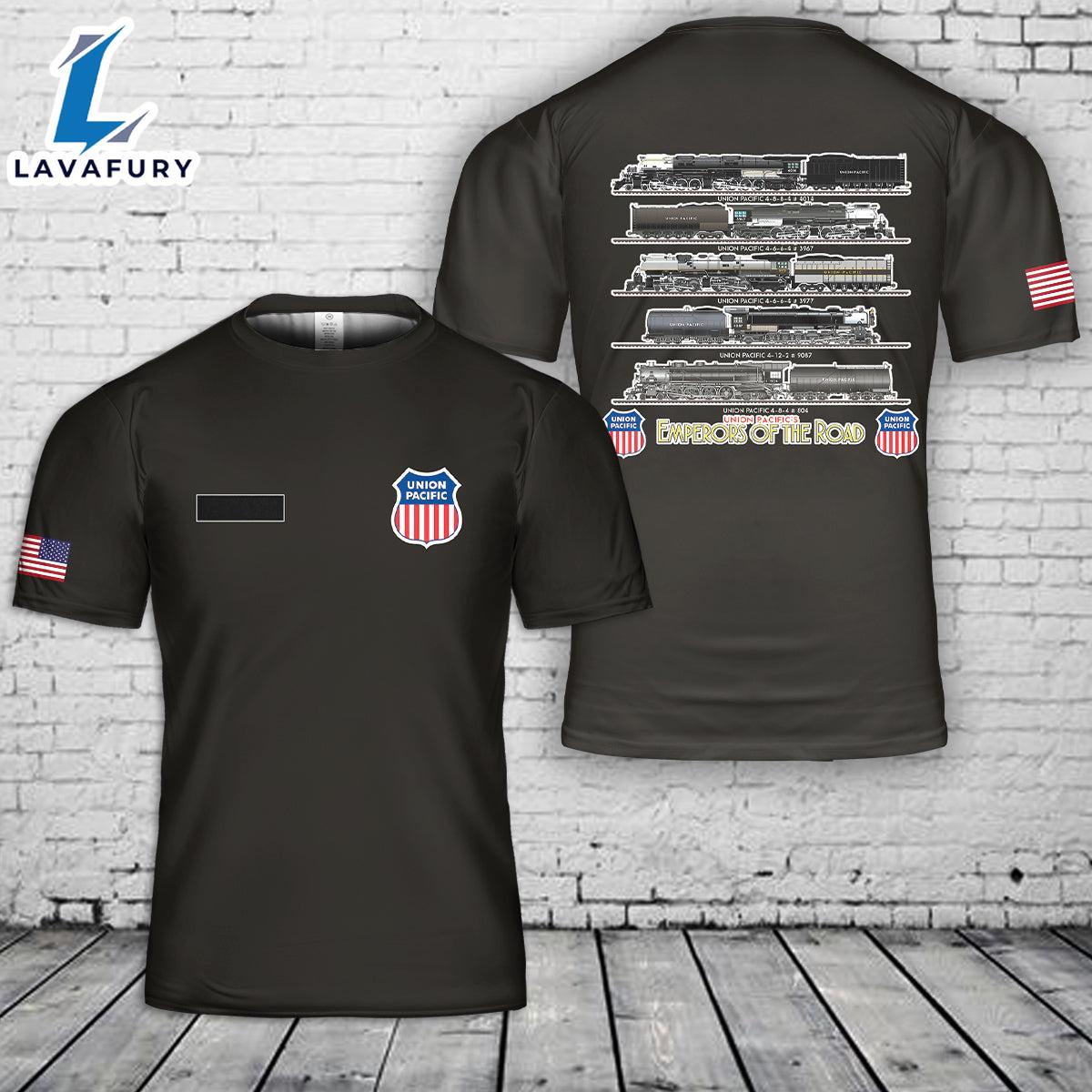 Custom Name Union Pacific Steam Locomotives Emperors Of The Road T-Shirt 3D 4th Of July Shirt