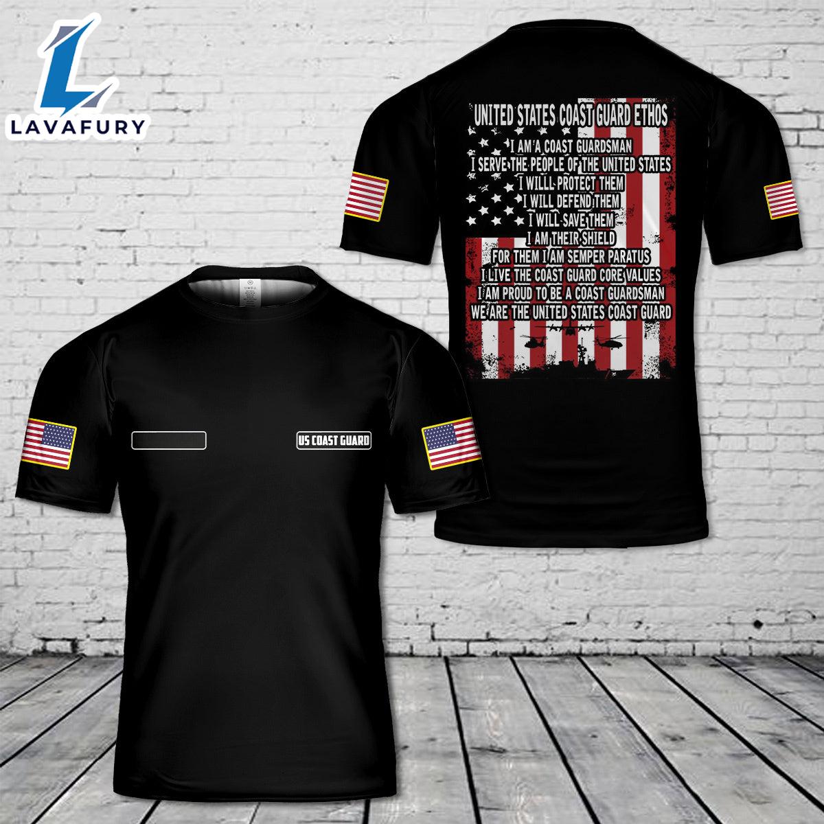 Custom Name United States Coast Guard Man - I Will Save Them T-Shirt 3D 4th Of July Shirt