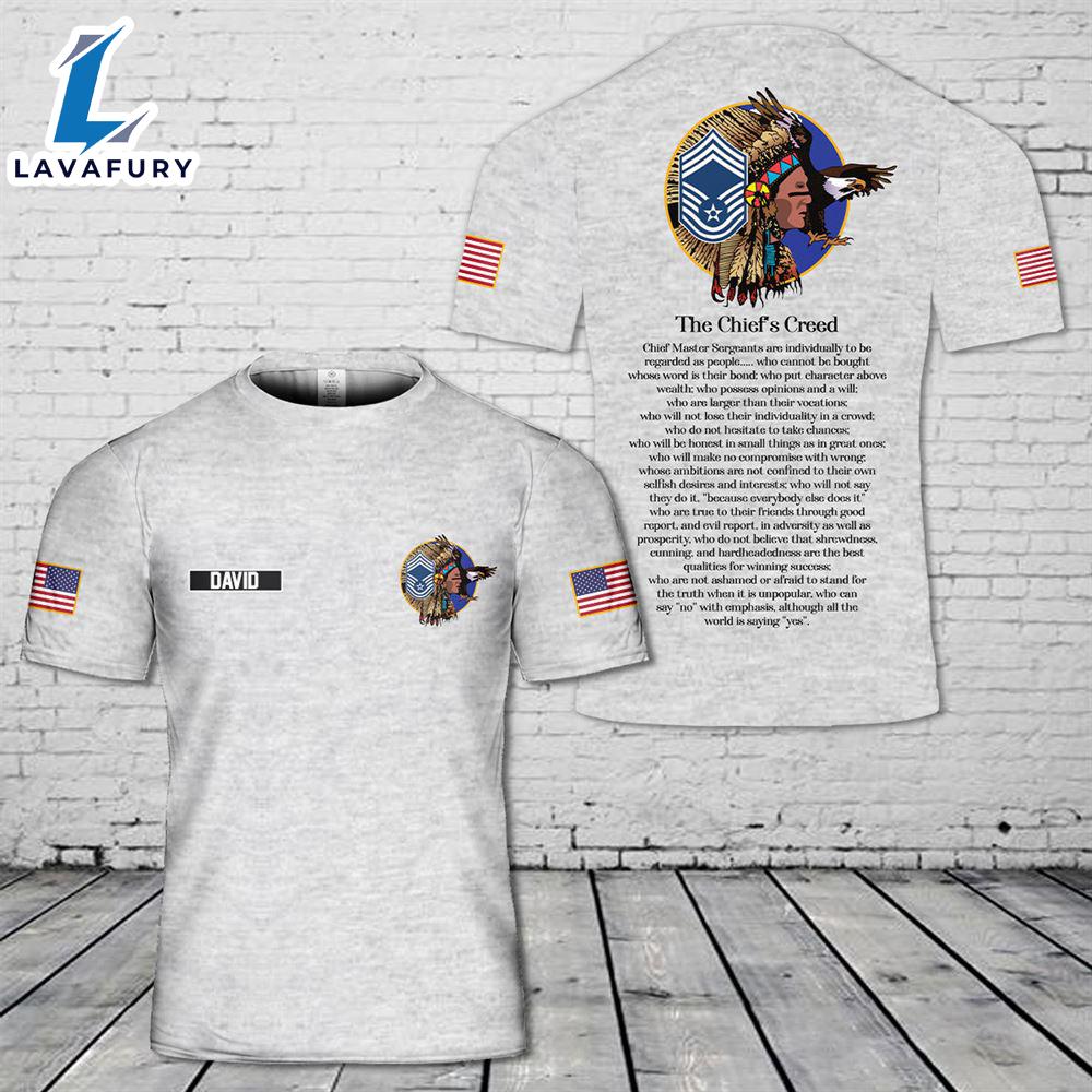Custom Name US Air Force Chief's Creed Plaque 3D T-Shirt 4th Of July
