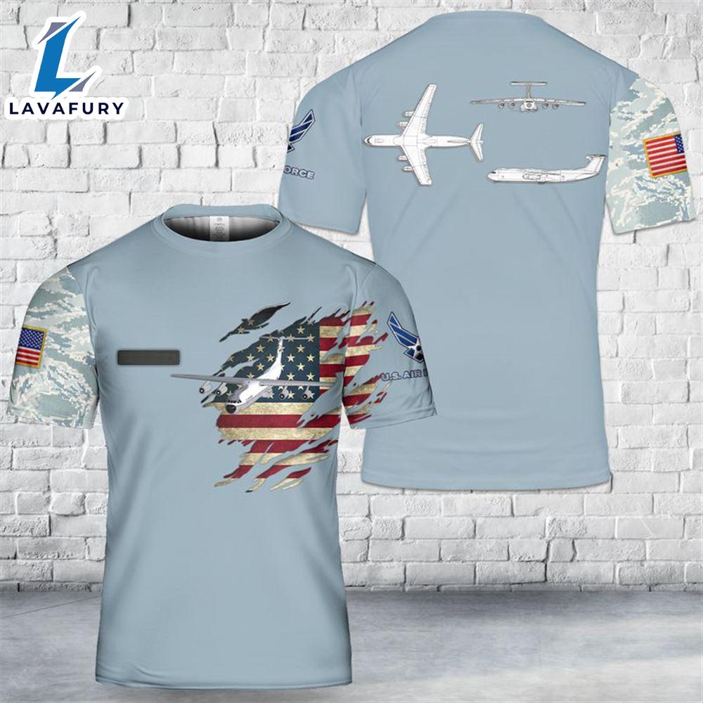 Custom Name US Air Force Hanoi Taxi Lockheed C-141 Starlifter T-Shirt 3D 4th Of July
