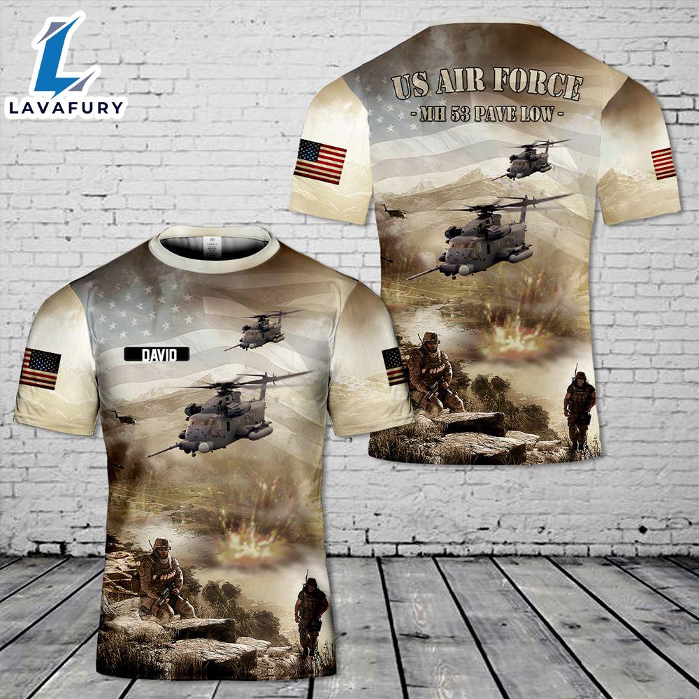 Custom Name US Air Force MH 53 Pave Low 3D T-shirt 4th Of July