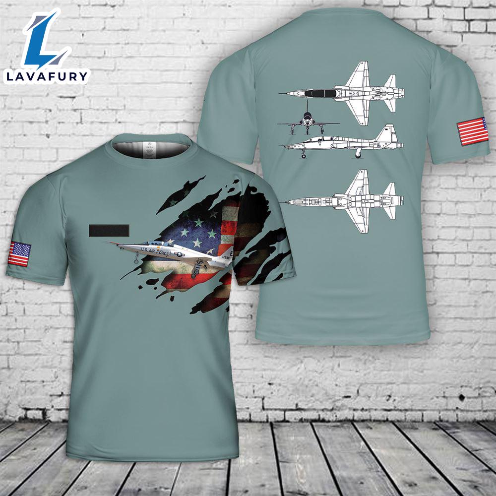 Custom Name US Air Force Northrop T-38 Talon T-Shirt 3D 4th Of July