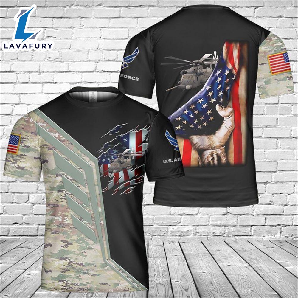 Custom Name US Air Force Sikorsky MH-53 Pave Low T-Shirt 3D 4th Of July