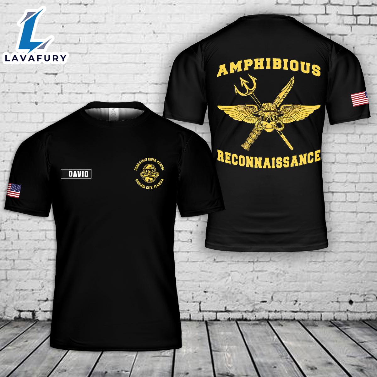 Custom Name US Combatant Diver School Panama City, FL 3D T-shirt 4th Of July Shirt