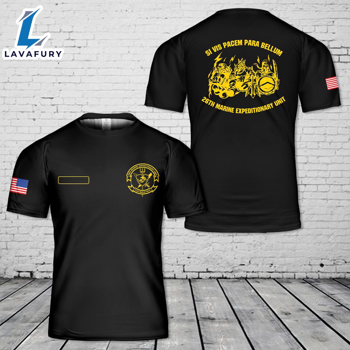 Custom Name US Marine Corps 26th Marine Expeditionary Unit (26th MEU) T-Shirt 3D 4th Of July Shirt